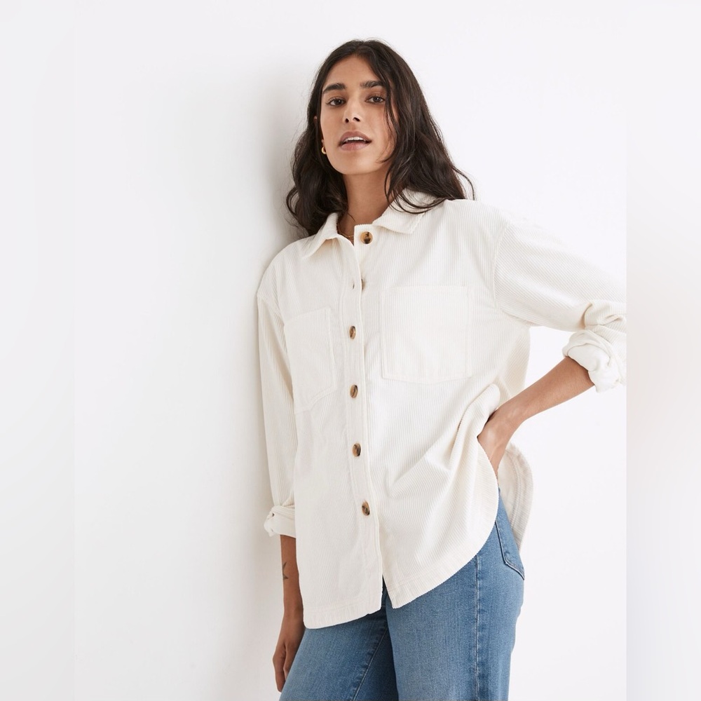 Madewell Corduroy Kentwood Oversized Shirt-Jacket in Lighthouse Size XL